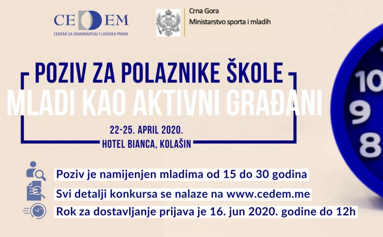 Konkurs za polaznike škole “Mladi kao aktivni građani”