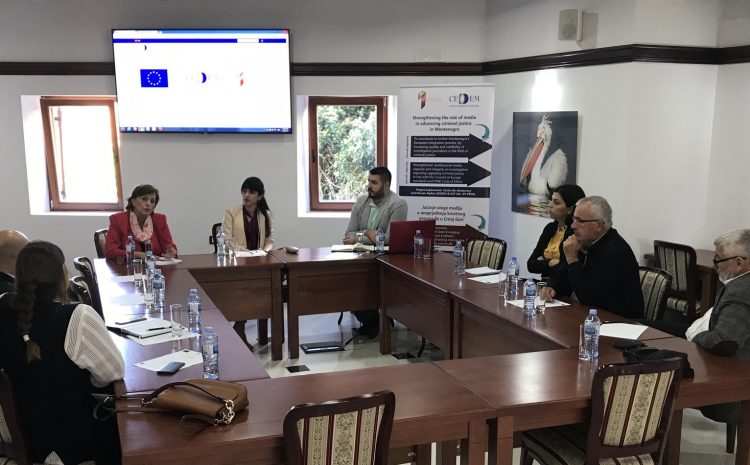 Održan drugi radni sastanak u okviru projekta “Jačanje uloge medija u unapređenju krivičnog pravosuđa u Crnoj Gori”.