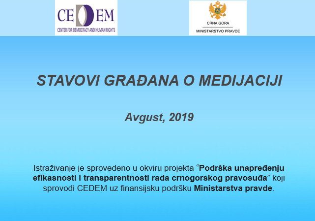  Objavljeni rezultati istraživanja “Stavovi građana/ki o medijaciji/posredovanju”