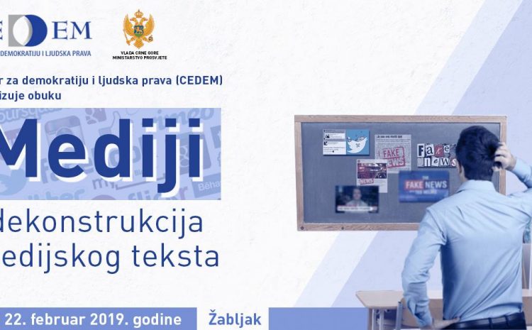 NAJAVA: Obuka za nastavnike i nastavnice u oblasti medijske pismenosti