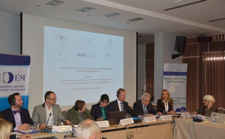 Seminar: Pretpostavka nevinosti u okviru Evropske konvencije o ljudskim pravima